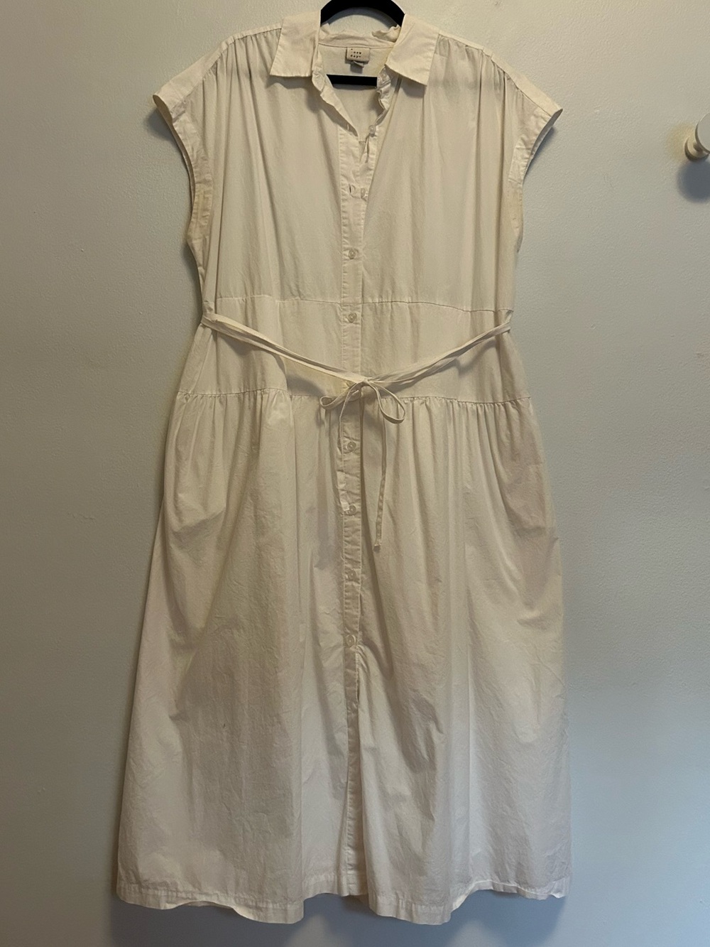 a new day White Button-Front Midi Shirt Dress with Tie Waist